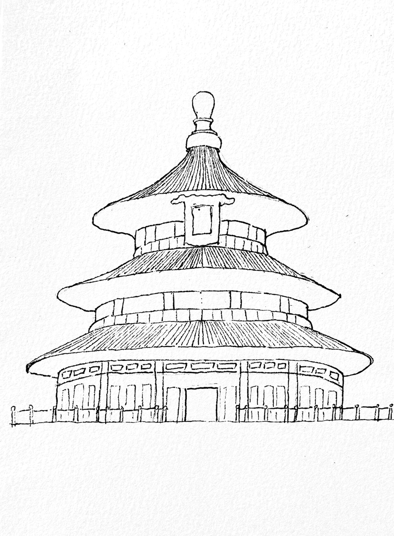祈年殿线描