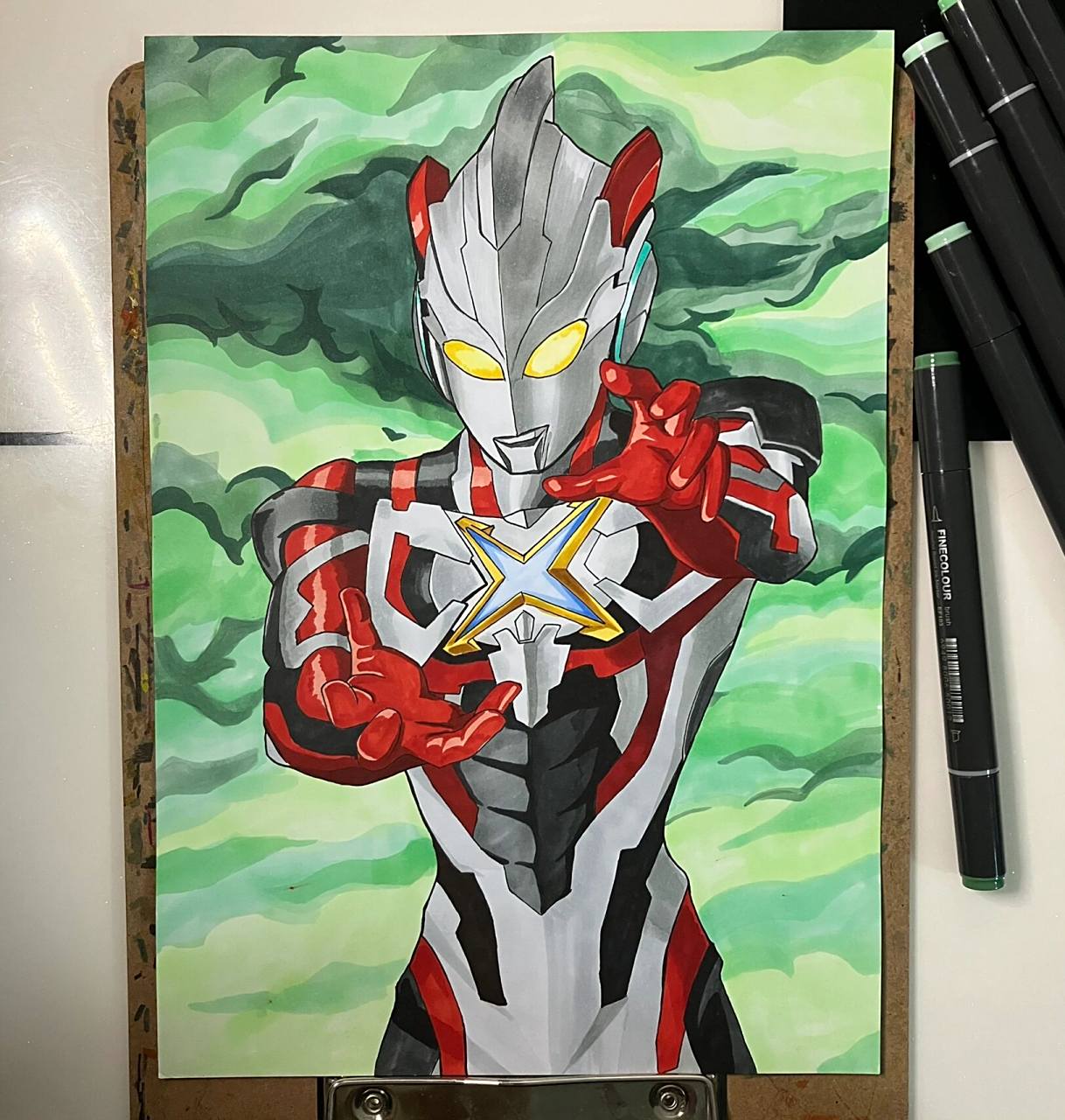 马克笔手绘艾克斯奥特曼详细过程,比较简单 这个艾克斯对我来说还是