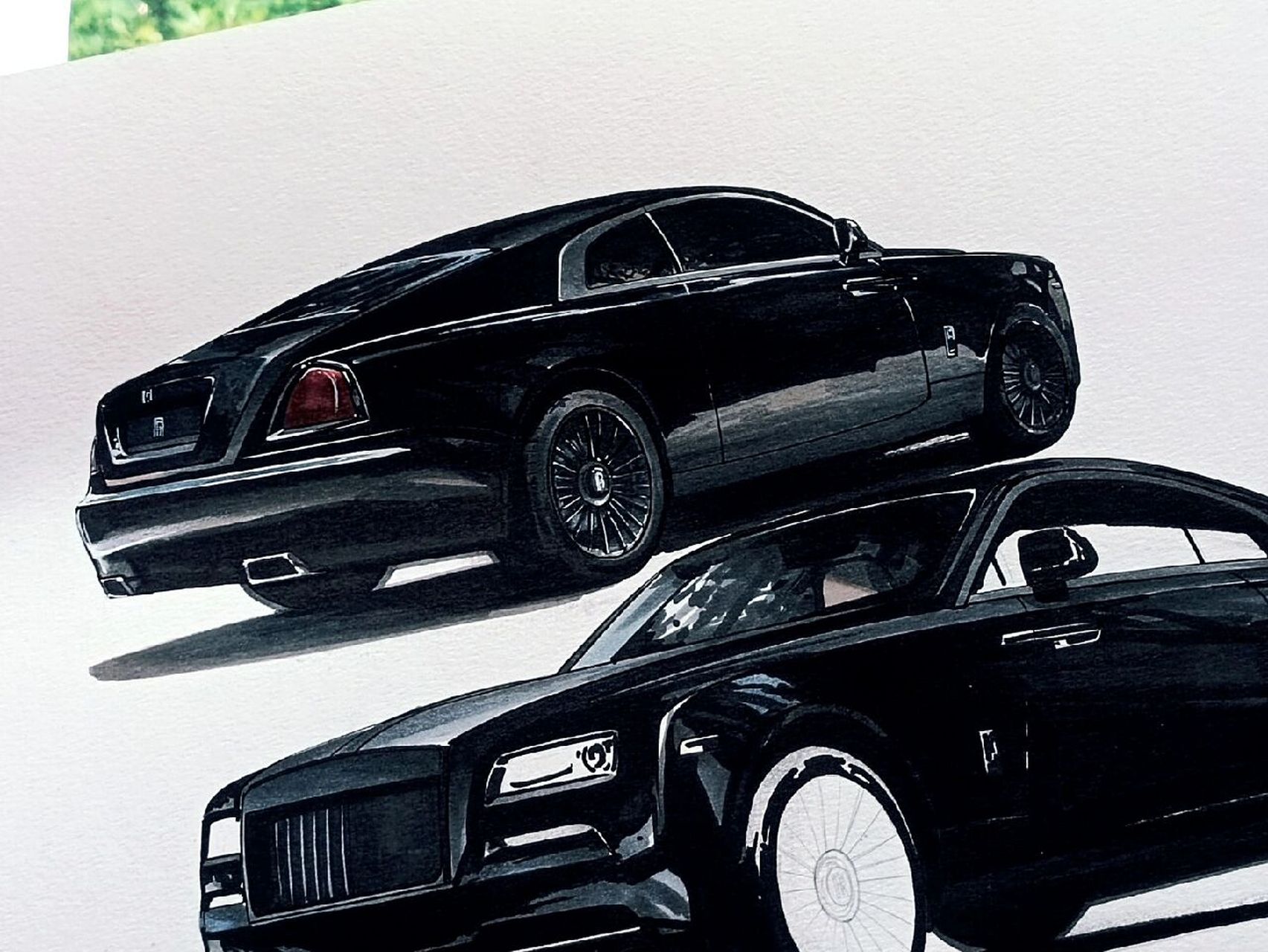 超酷的好吧,手绘劳斯莱斯 魅影黑武士 工具:康颂细纹水彩纸,设计家