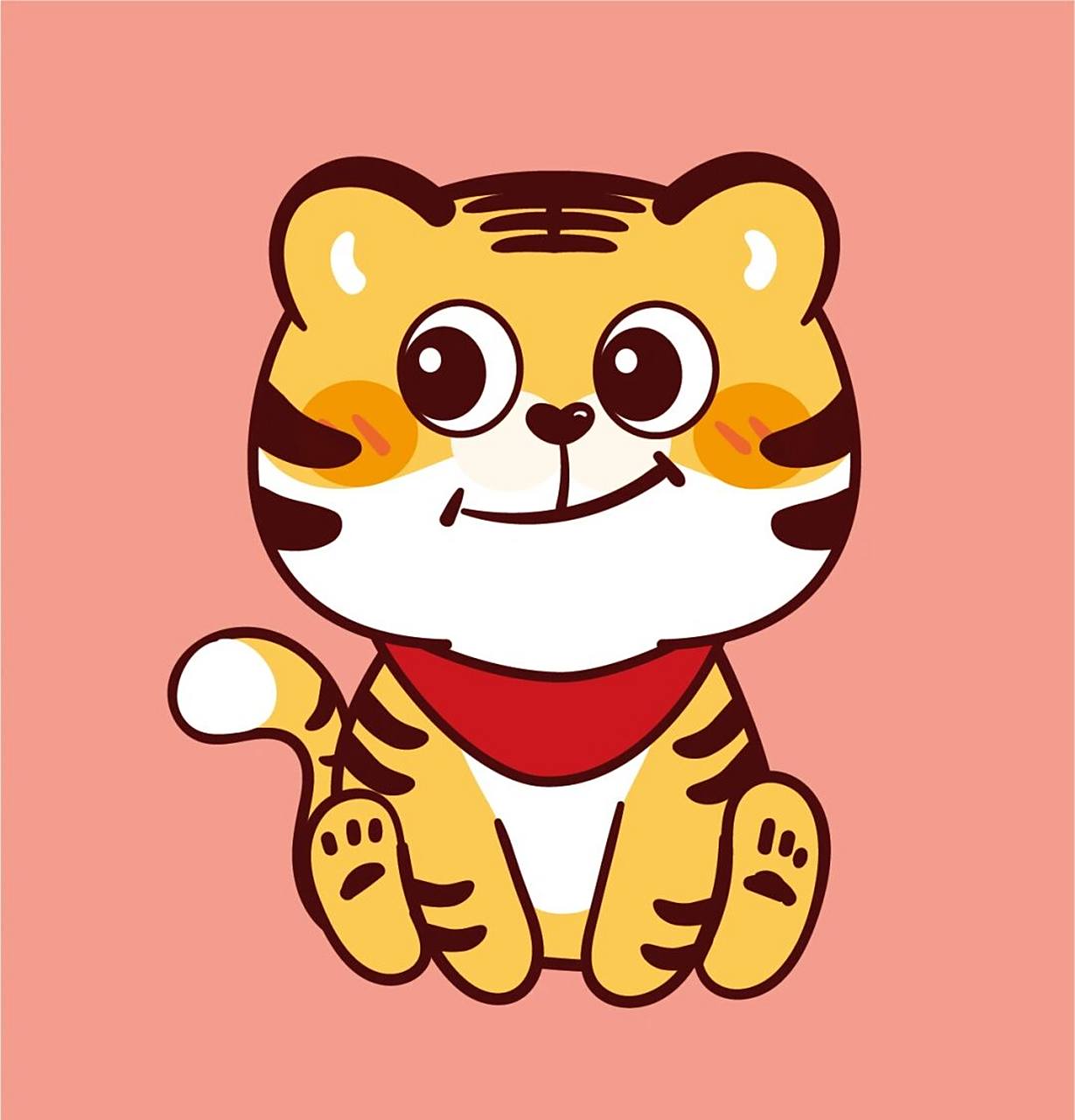 一家四口小老虎卡通可爱形象设计两只老虎 虎小宝——微信表情包可