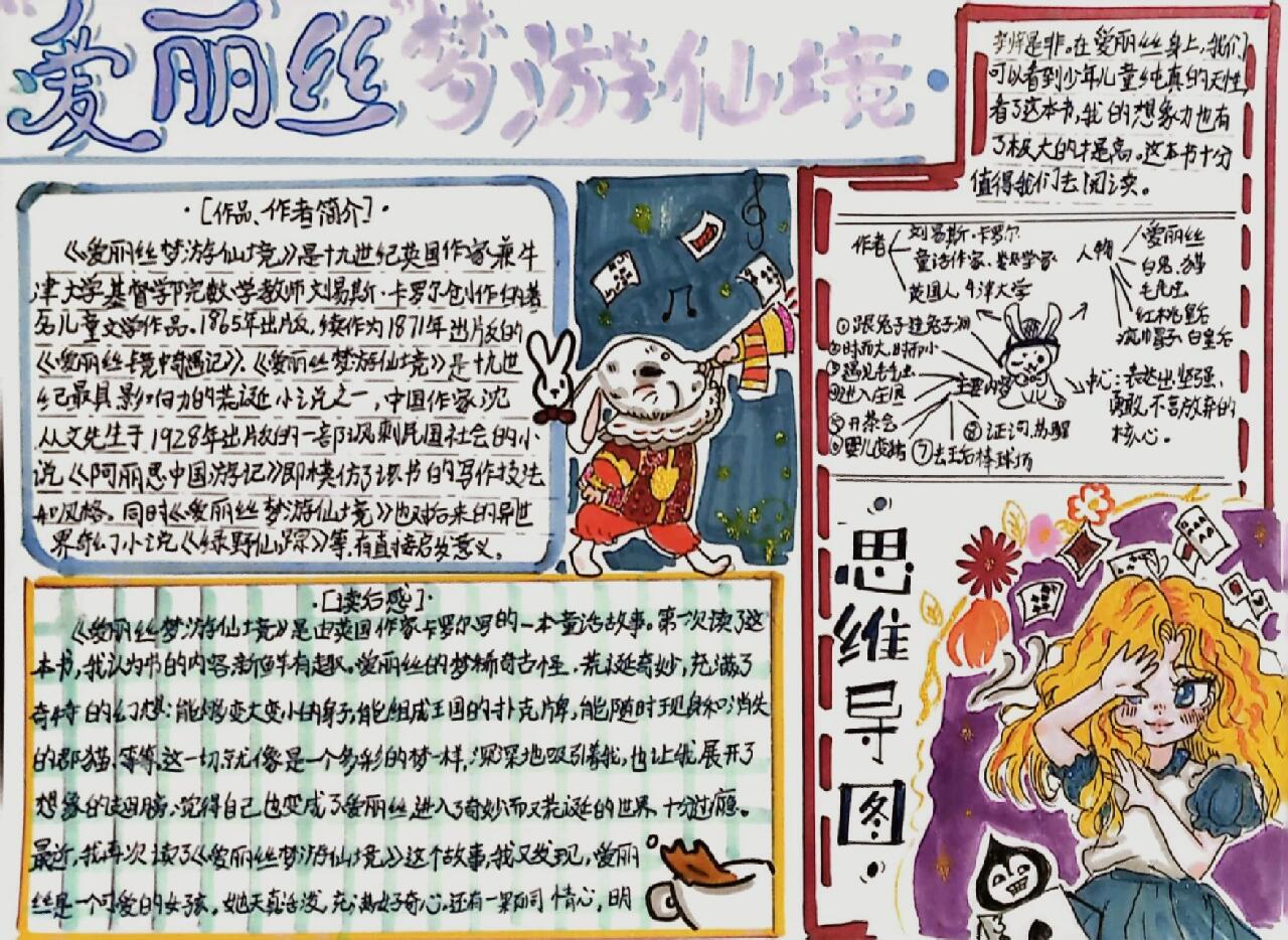 爱丽丝梦游仙境手抄报 文字