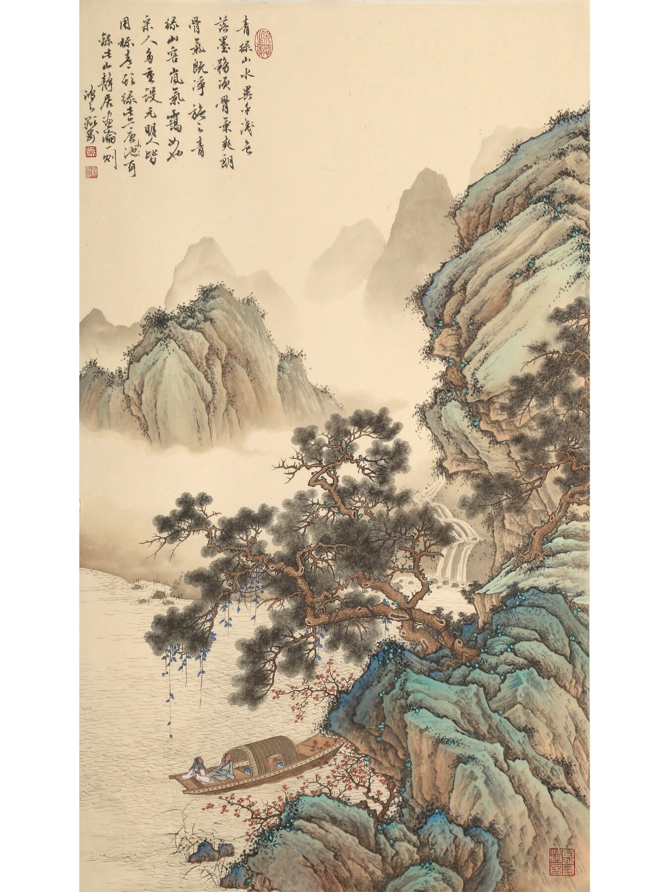 书房传统国画山水 小青绿 尺寸:86*50cm 作者吴显刚