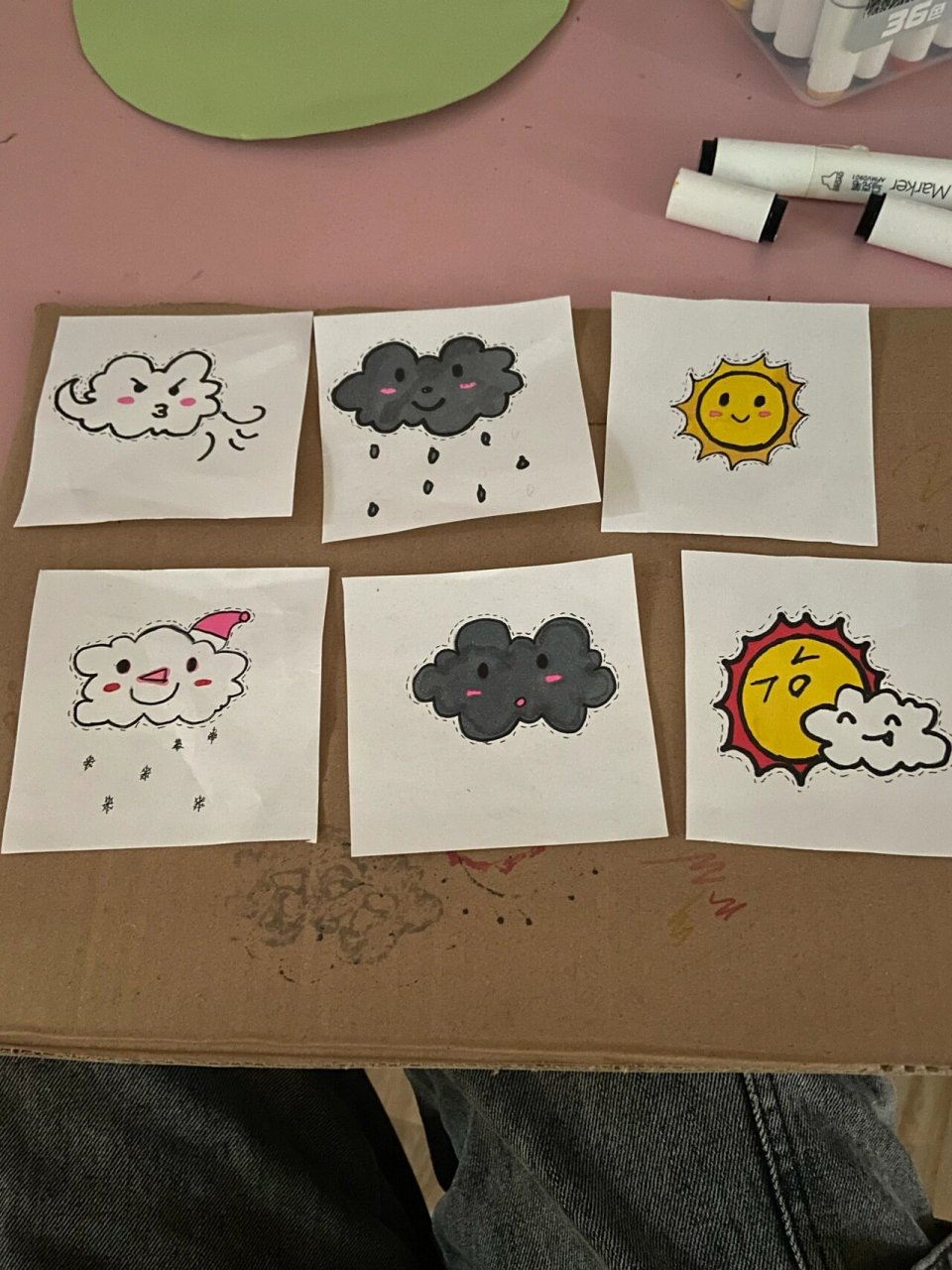 幼儿园环创 天气预报简笔画 天气预报: 风 晴天 下雪 多云 下雨 阴天