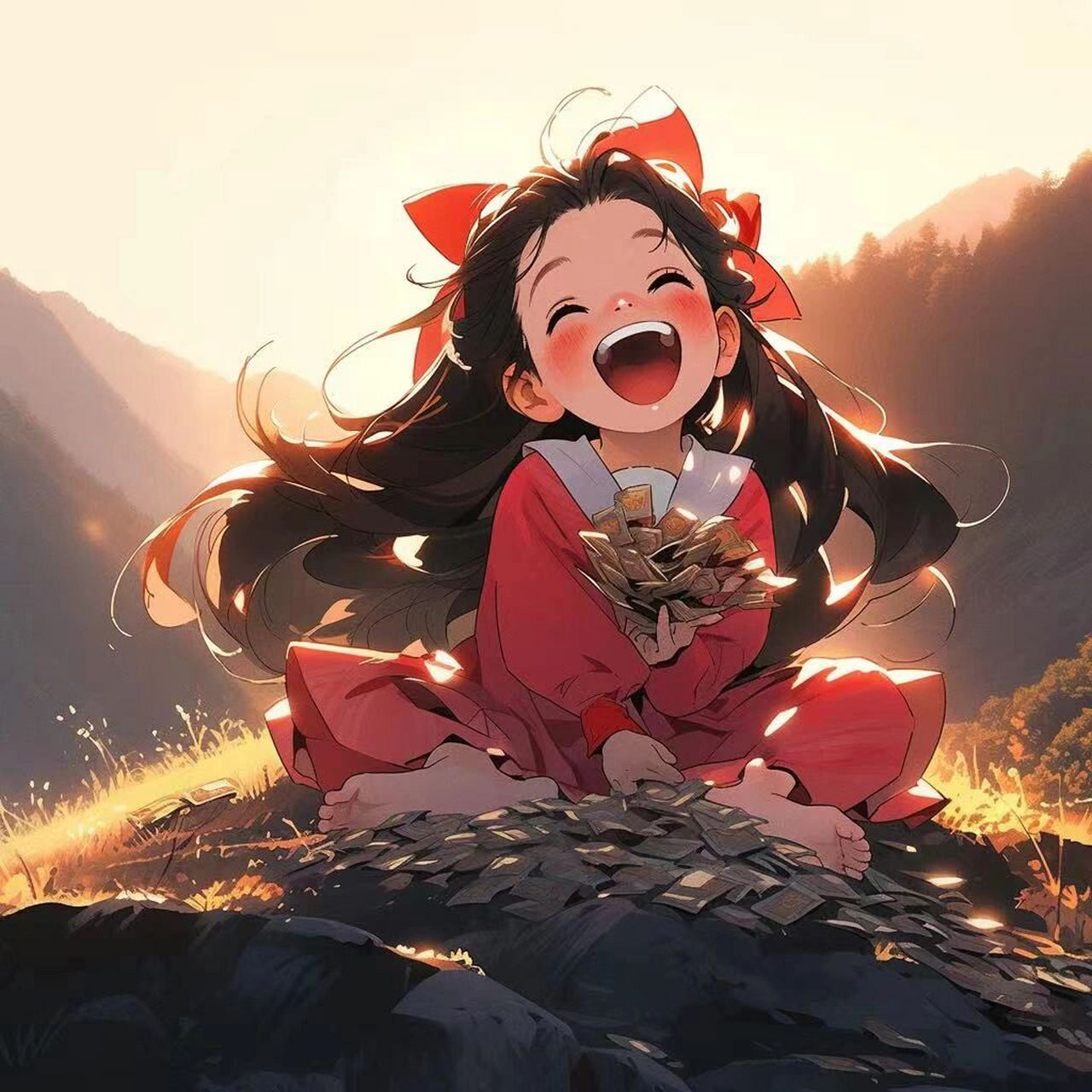 暴富女生头像/治愈系  我可以没有爱情过顾,不能没有收入.