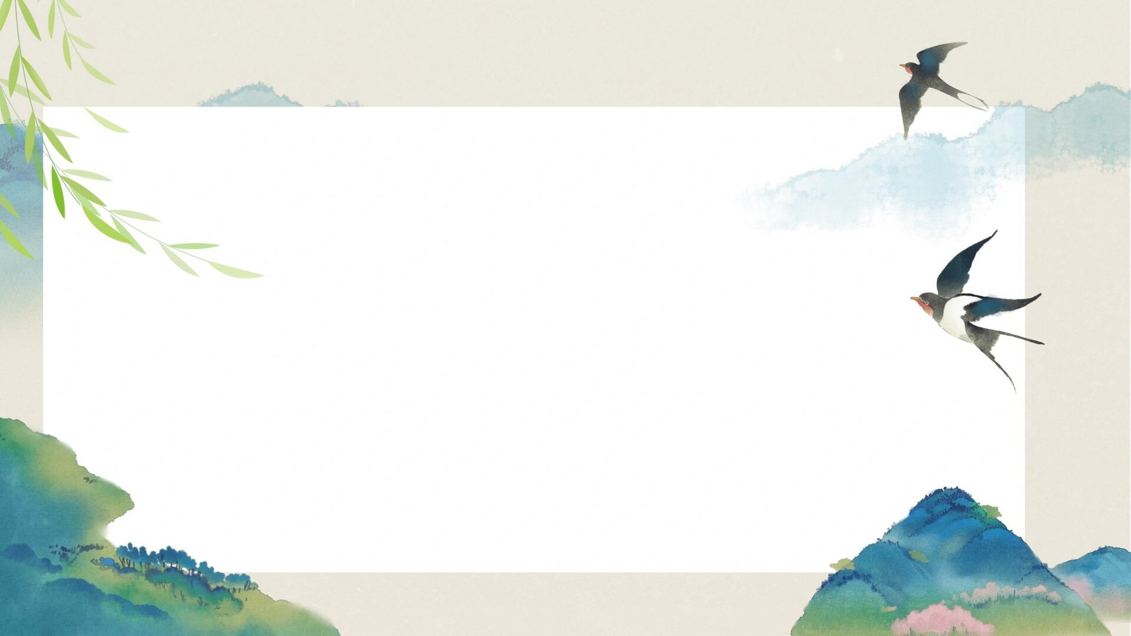 灰白色古风水墨画ppt背景图分享|超级有诗意 嗨嗨嗨宝子们 我是咸鱼呀