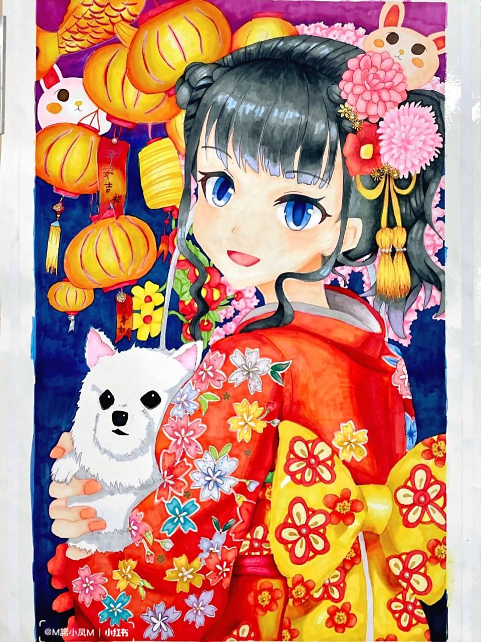 95日常分享 一个很有天赋的三年级小可爱 马克笔动漫人物手绘(附