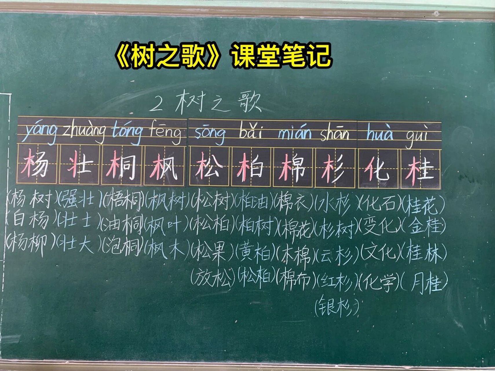 二年级上语文《树之歌》课堂笔记 #课堂笔记# #课堂# #笔记# #语文