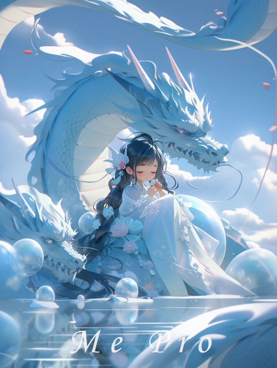 十二生肖·龙 q版女孩  电脑和手机壁纸 古老的东方有一条龙 它的名字