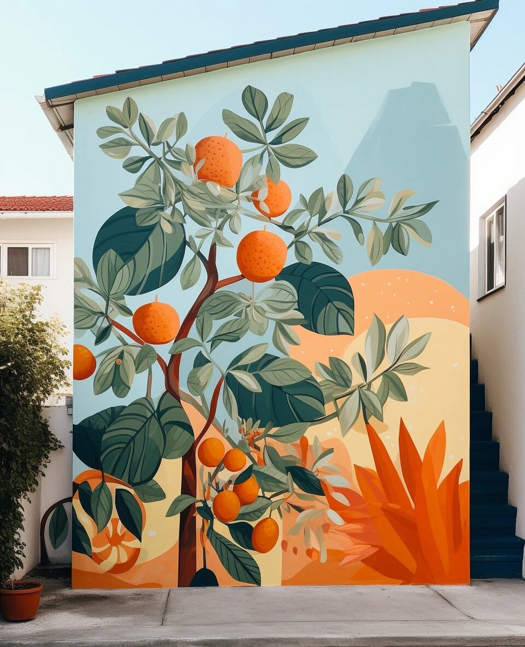橘子墙绘,为乡村增添生机与温馨!