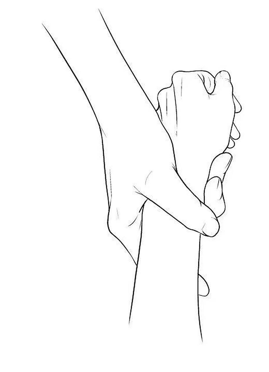 牵手漫画线稿素材