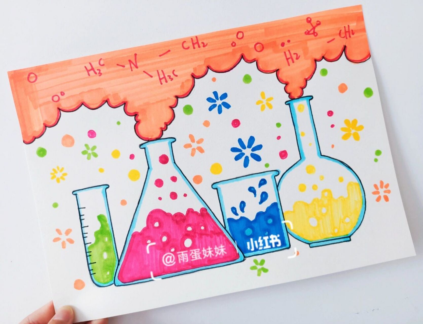 儿童简笔创意卡通画化学实验室爆炸啦三原色 适合五岁以上小朋友 学习