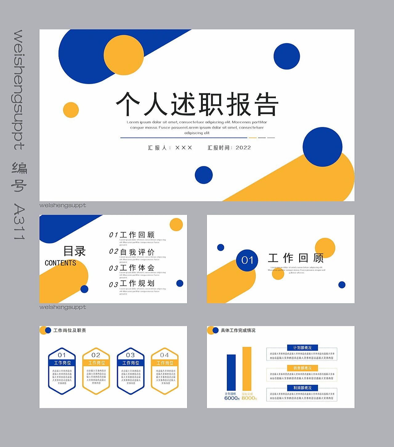 简约个人工作述职报告总结ppt模板