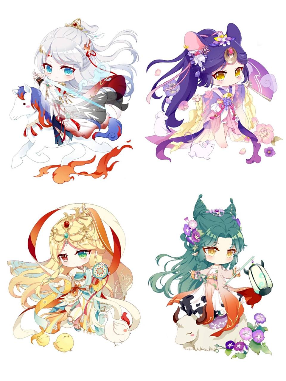 原创q版12生肖拟人古风少女合集(中) 不知不觉十二生肖也画了2/3啦把