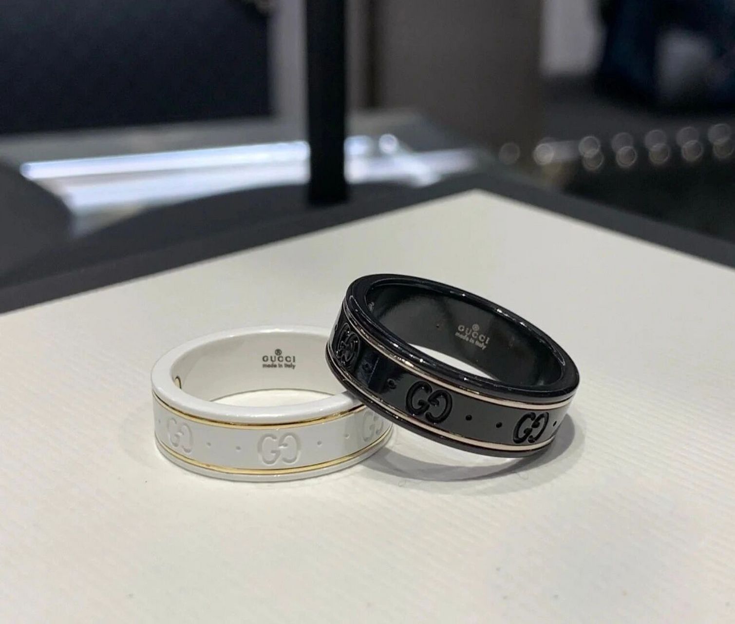 情侣对戒6015gucci 陶瓷戒指  gucci lcon 系列戒指 高级清冷的