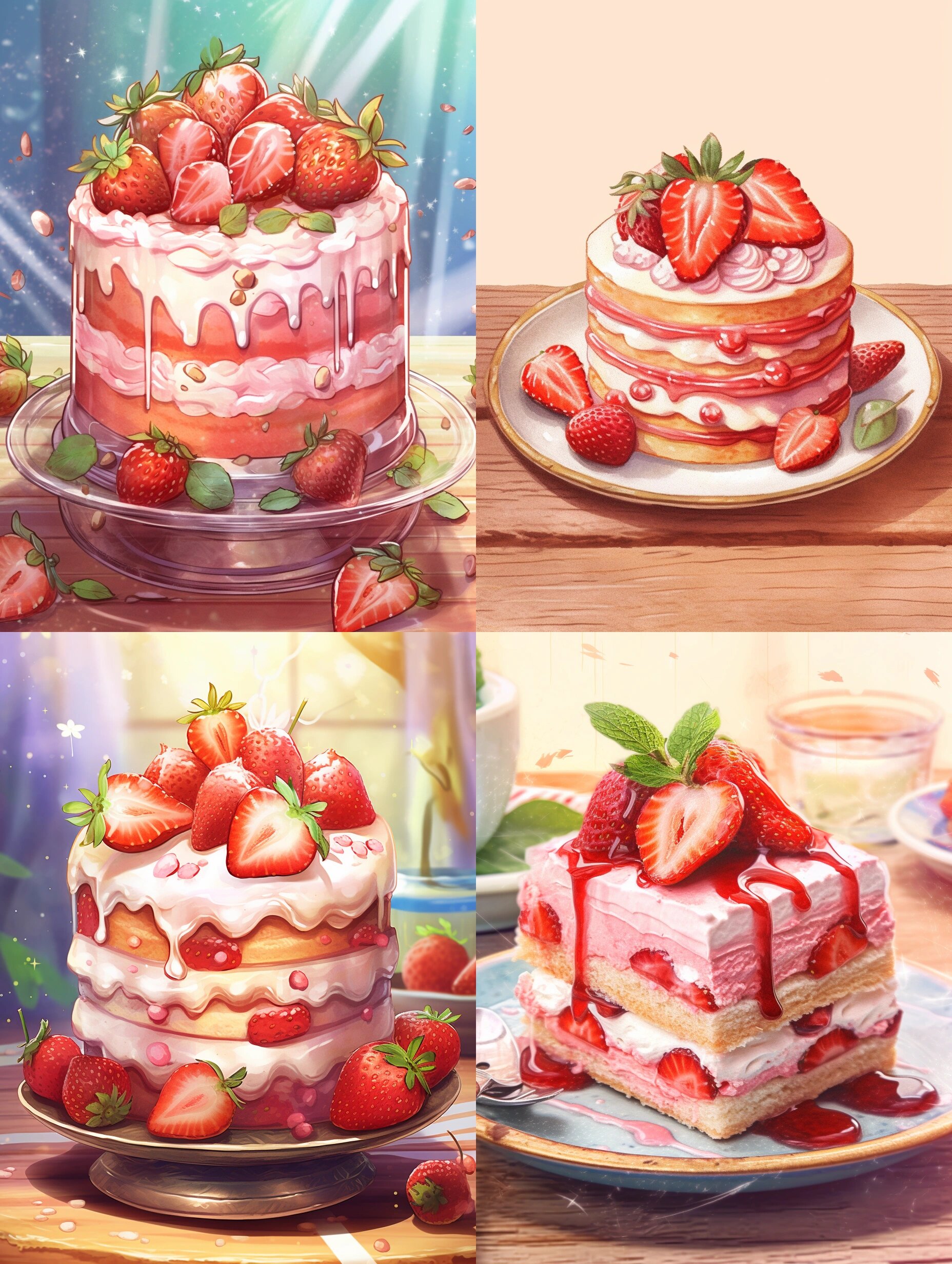 插画素材分享-草莓蛋糕(一) 美味的草莓蛋糕