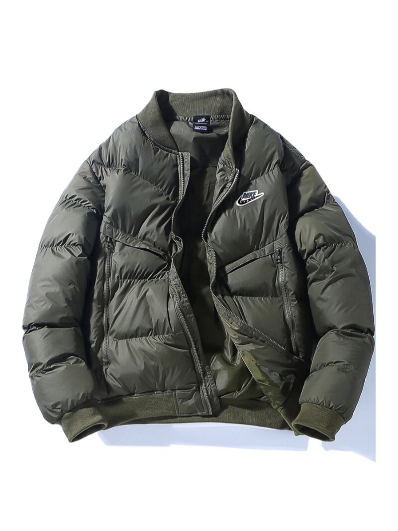 耐克男秋冬保暖棉衣棒球服领夹克版棉服cu4403 黑色,军绿 立体硅胶