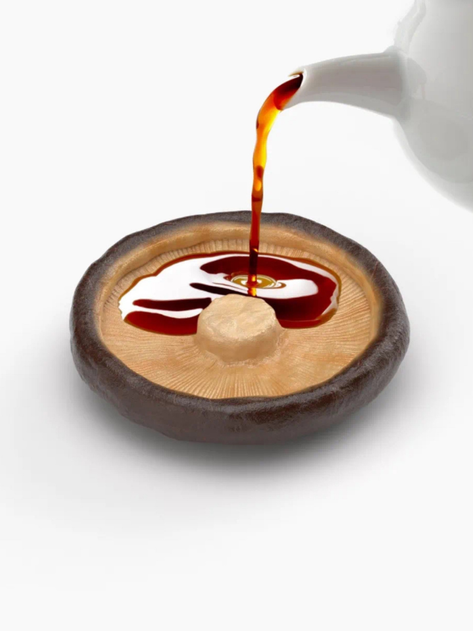 仿生设计|香菇酱油碟,日本超市的"变态"设计 把酱油倒入香菇形状的