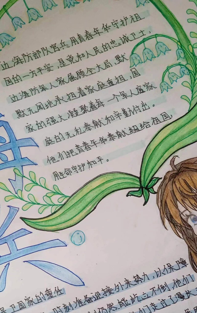 情系边海防官兵手抄报 供参考 抄袭