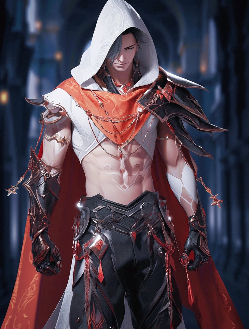 古风赛博帅气男生头像,红色系刺客 喵喵很帅,劫镖也很疼.