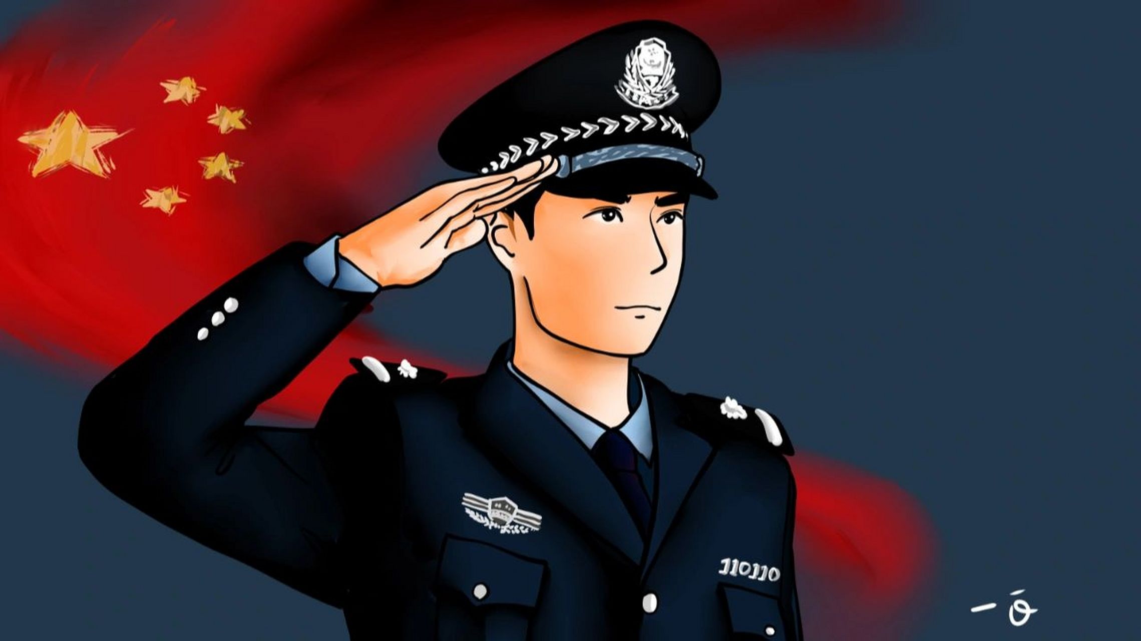 国庆警察头像壁纸 每次发朋友圈都不知道用啥配图 只好自己画几张 有