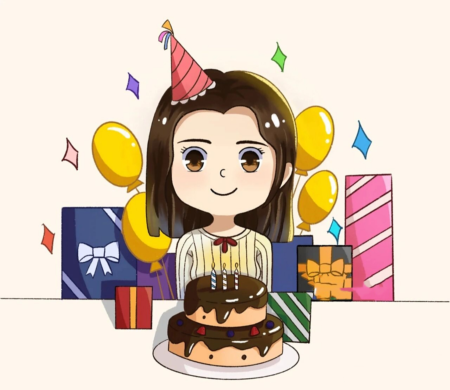 手绘头像|母亲大人生日卡|小白画画日记 去年妈妈生日画了图二的卡通