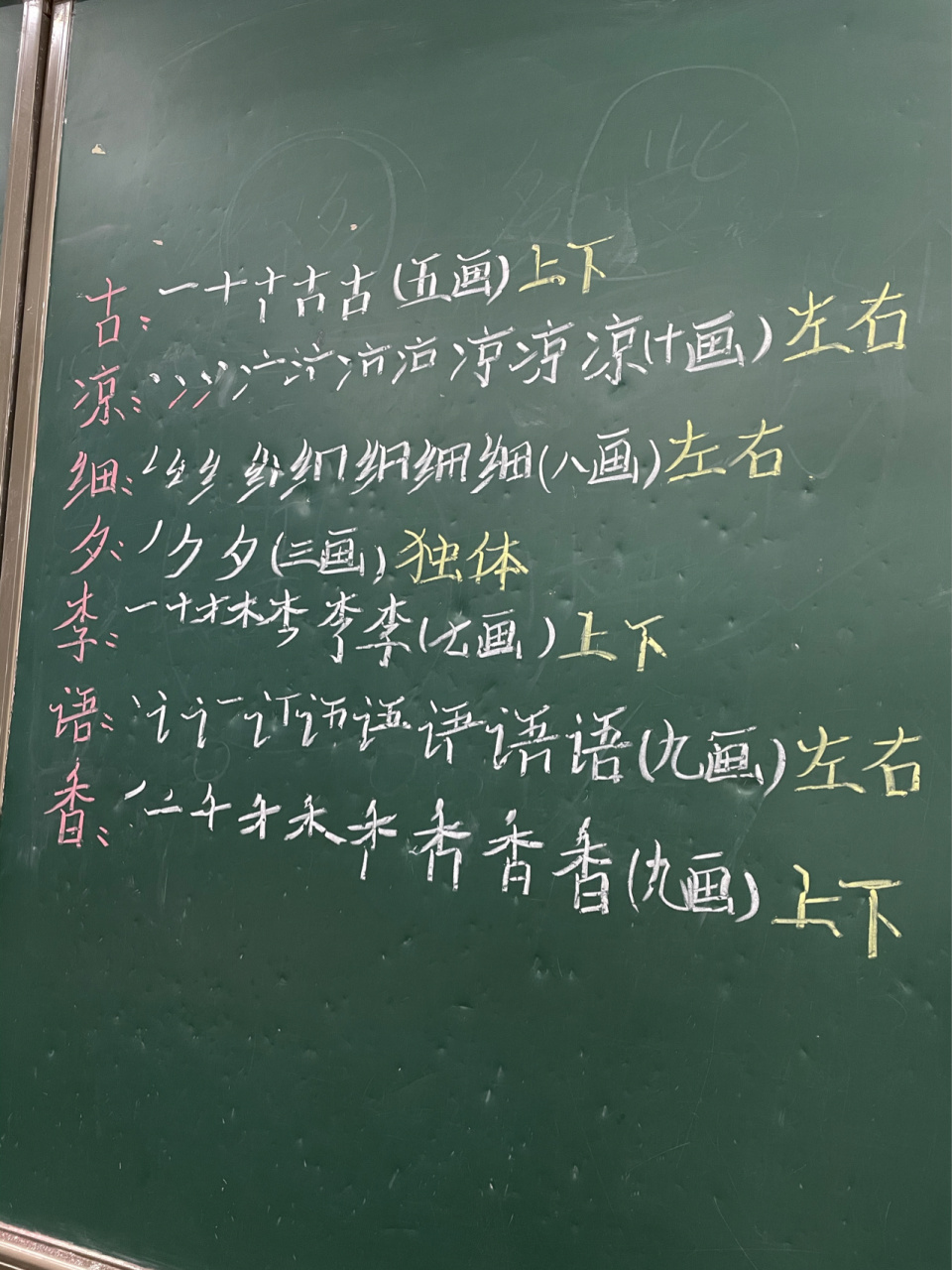 6,《古对今》生字板书