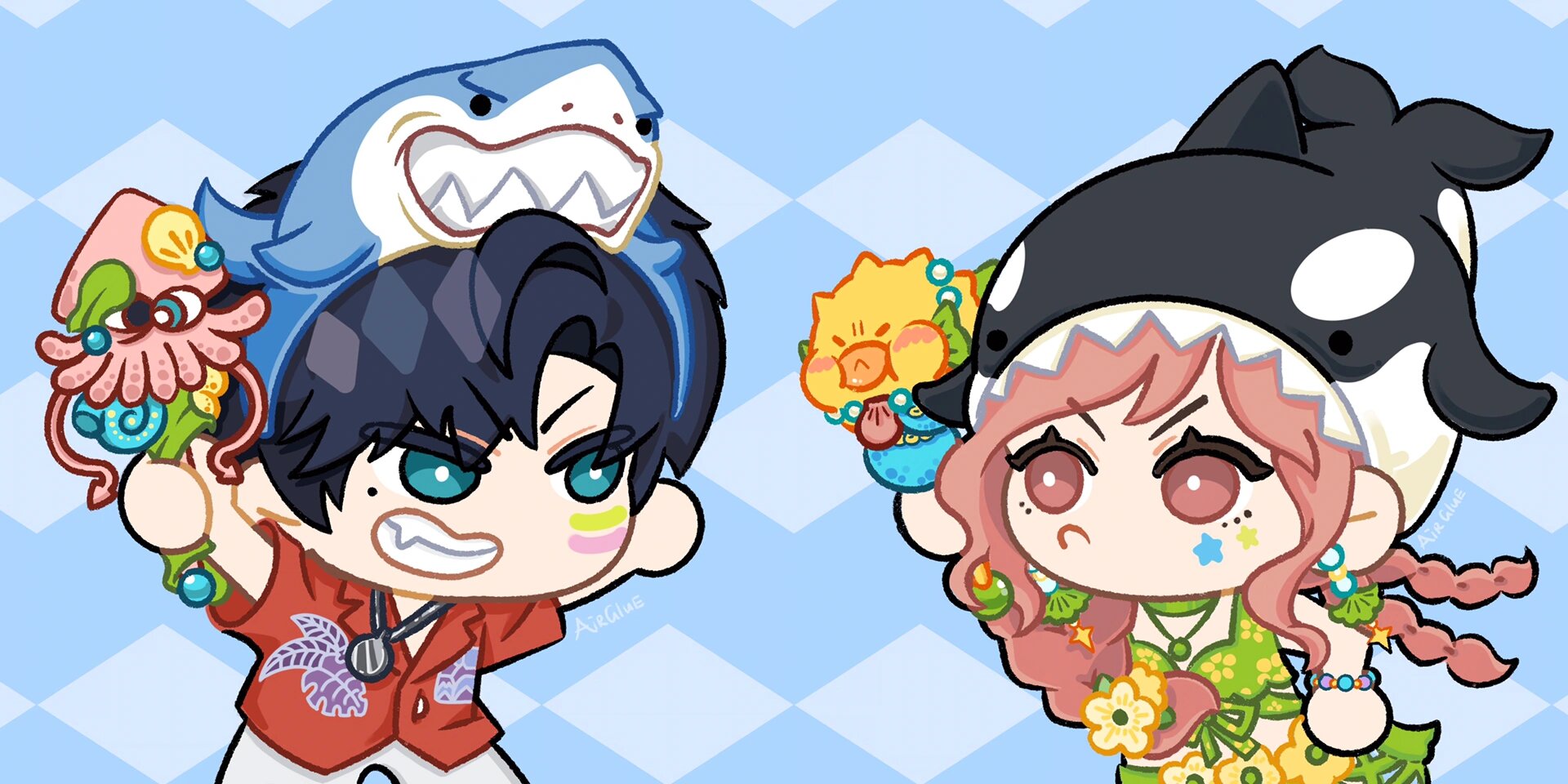 第二弹 海中霸主大白鲨萧老大和霸主夫人虎鲸萧小五.