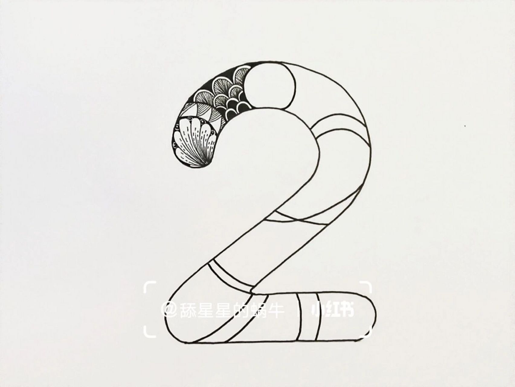 线描创作‖原创黑白线描画数字《2》图文版