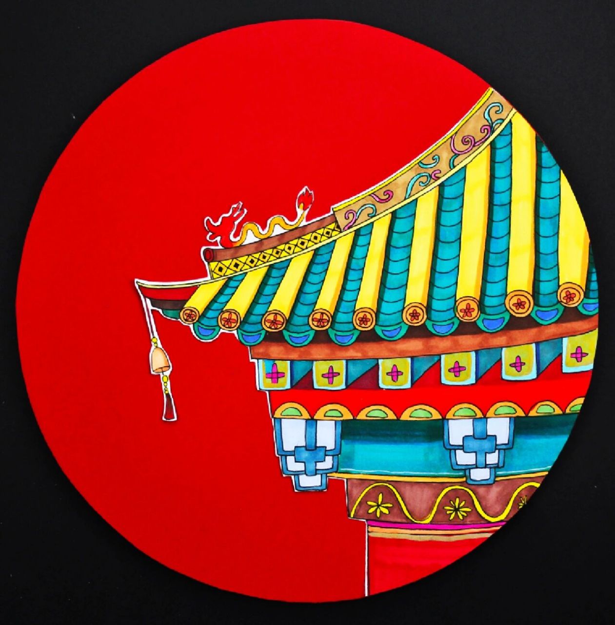 儿童画教程|古建筑屋顶上的艺术之飞檐 【教学重难点】  观察故宫飞檐