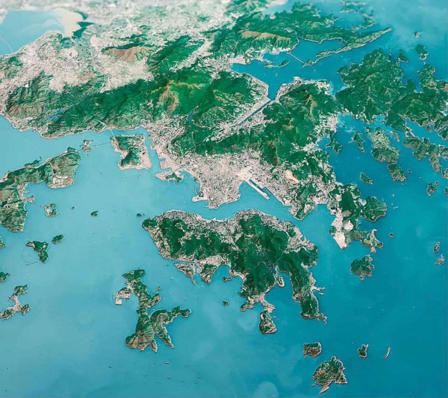 香港及其周边地形图一览,看来香港山地也多