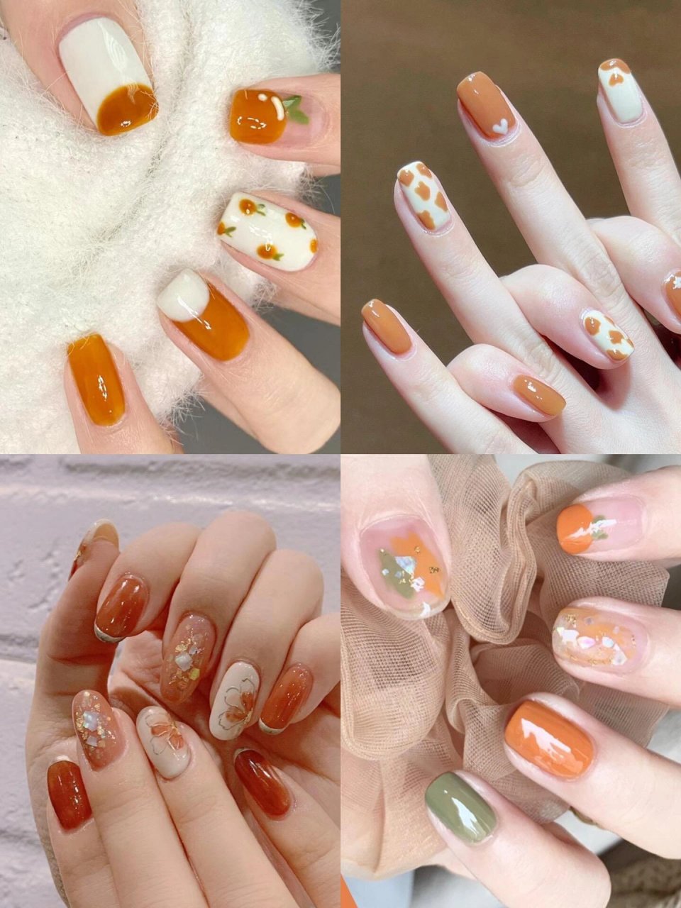 显白橘色系美甲款式97                 辣妹美甲