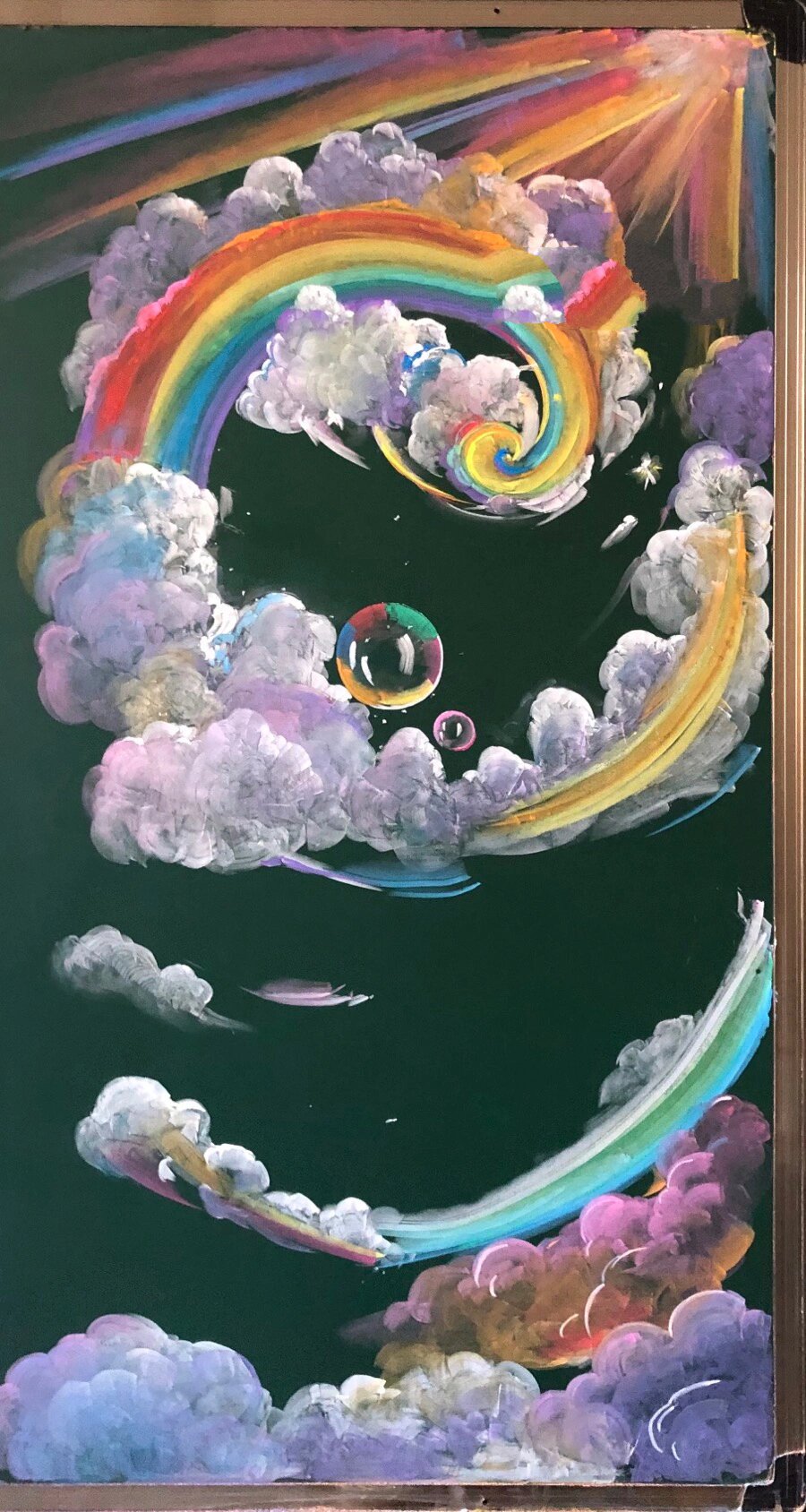 粉笔画一黑板报边框(七彩祥云)步骤图