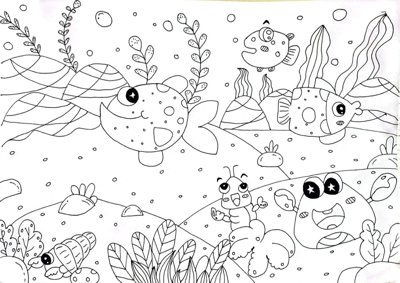 海底世界 主题画 万能模板