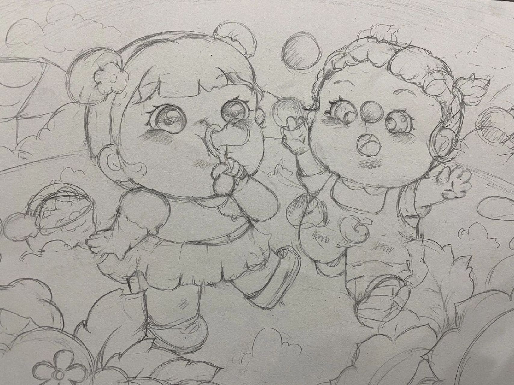 吹泡泡儿童简笔画 儿童游戏类,吹泡泡儿童简笔画