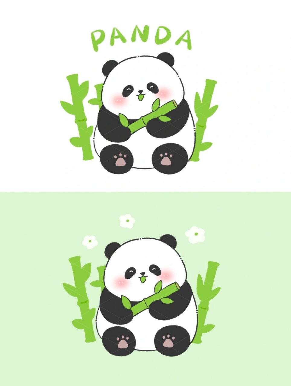 原创卡通图案设计 | 竹林熊猫 可爱的三角团子花花正在吃竹子 全领域
