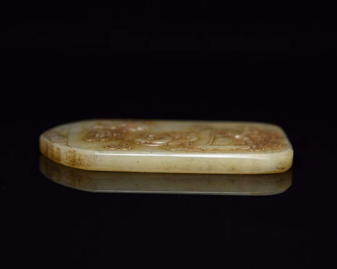 和田玉吹箫引凤牌,高9cm宽5.4cm厚度0.