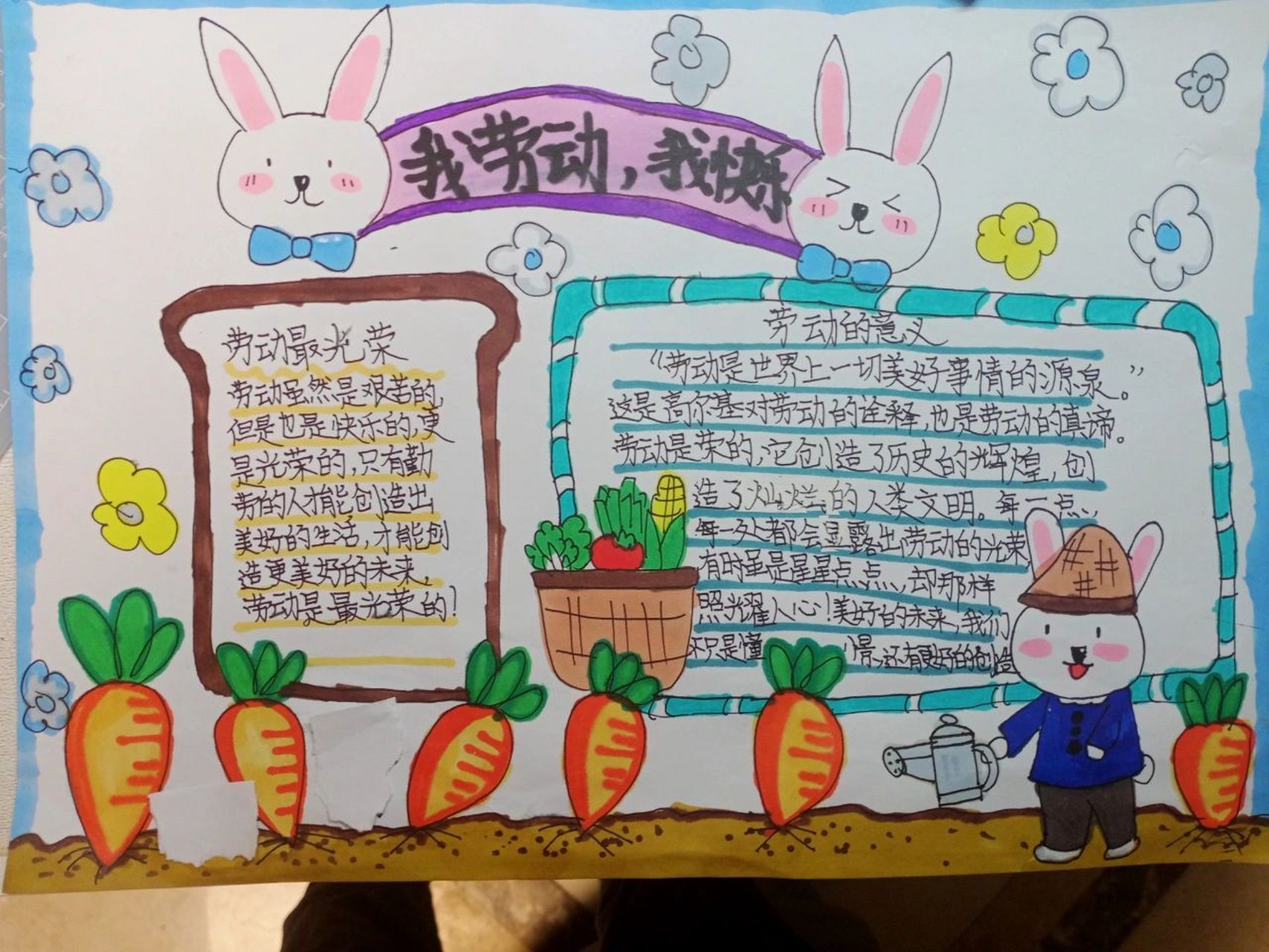 劳动节主题手抄报参考来啦! 94 的仿作,希望大家喜欢!