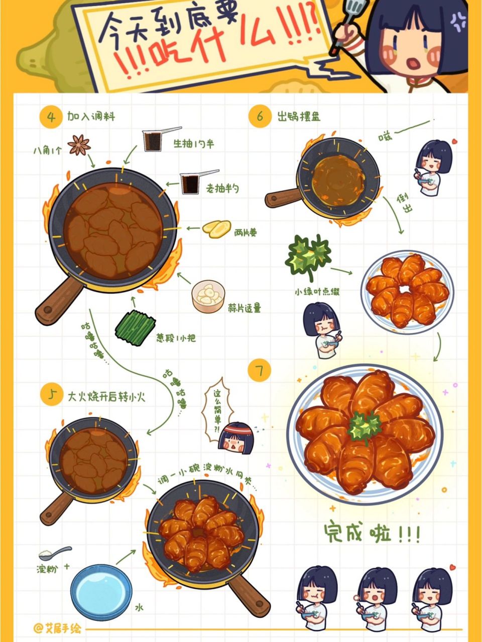 04原创手绘菜谱95超绝!还没吃过可乐鸡翅?