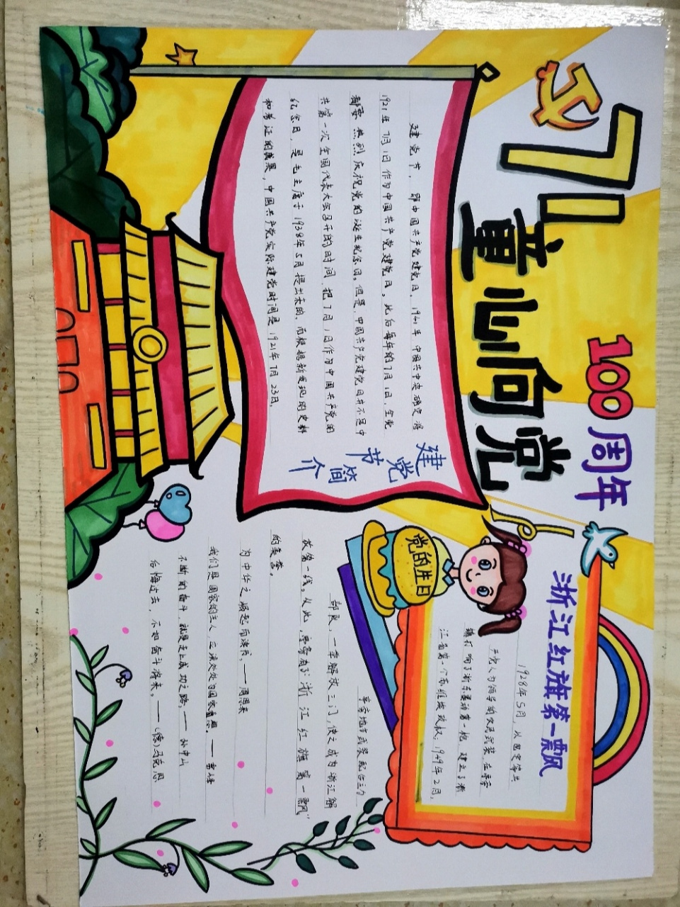 童心向党,建党100周年手抄报