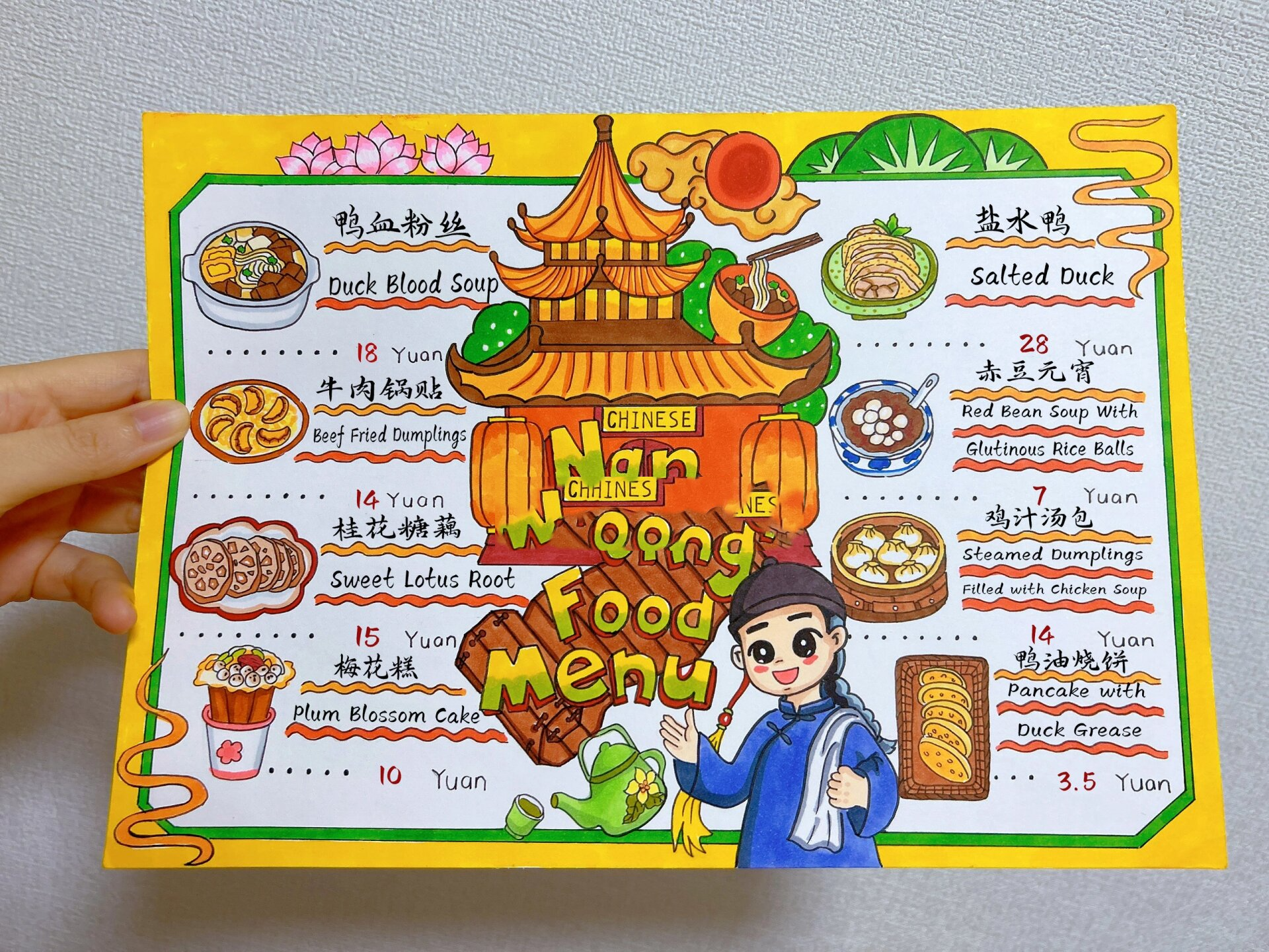 【南京美食】英语小报美食英文菜单