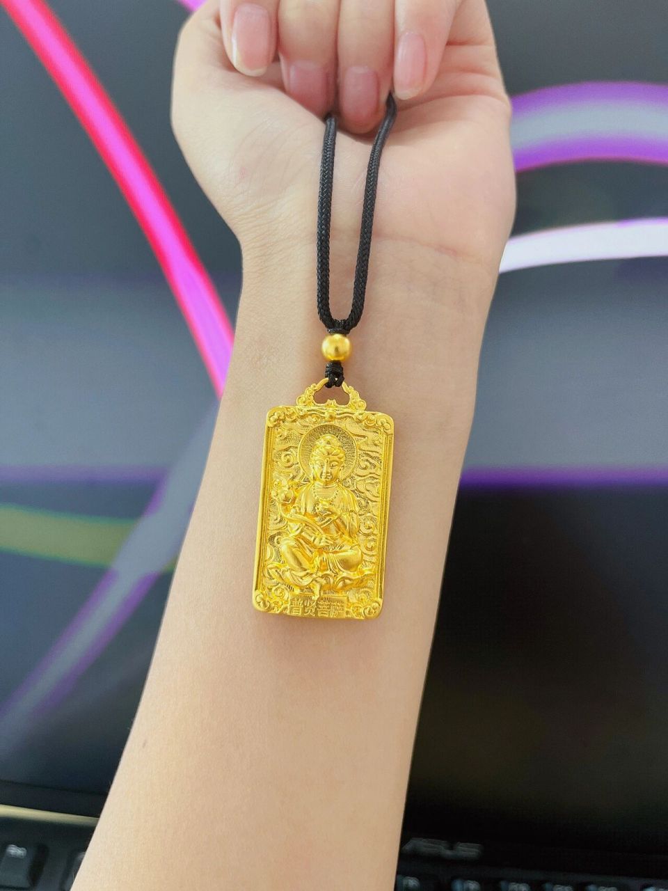 黄金十二生肖蛇 本命佛 普贤菩萨 黄金生肖蛇本命佛吊坠, 普贤菩萨