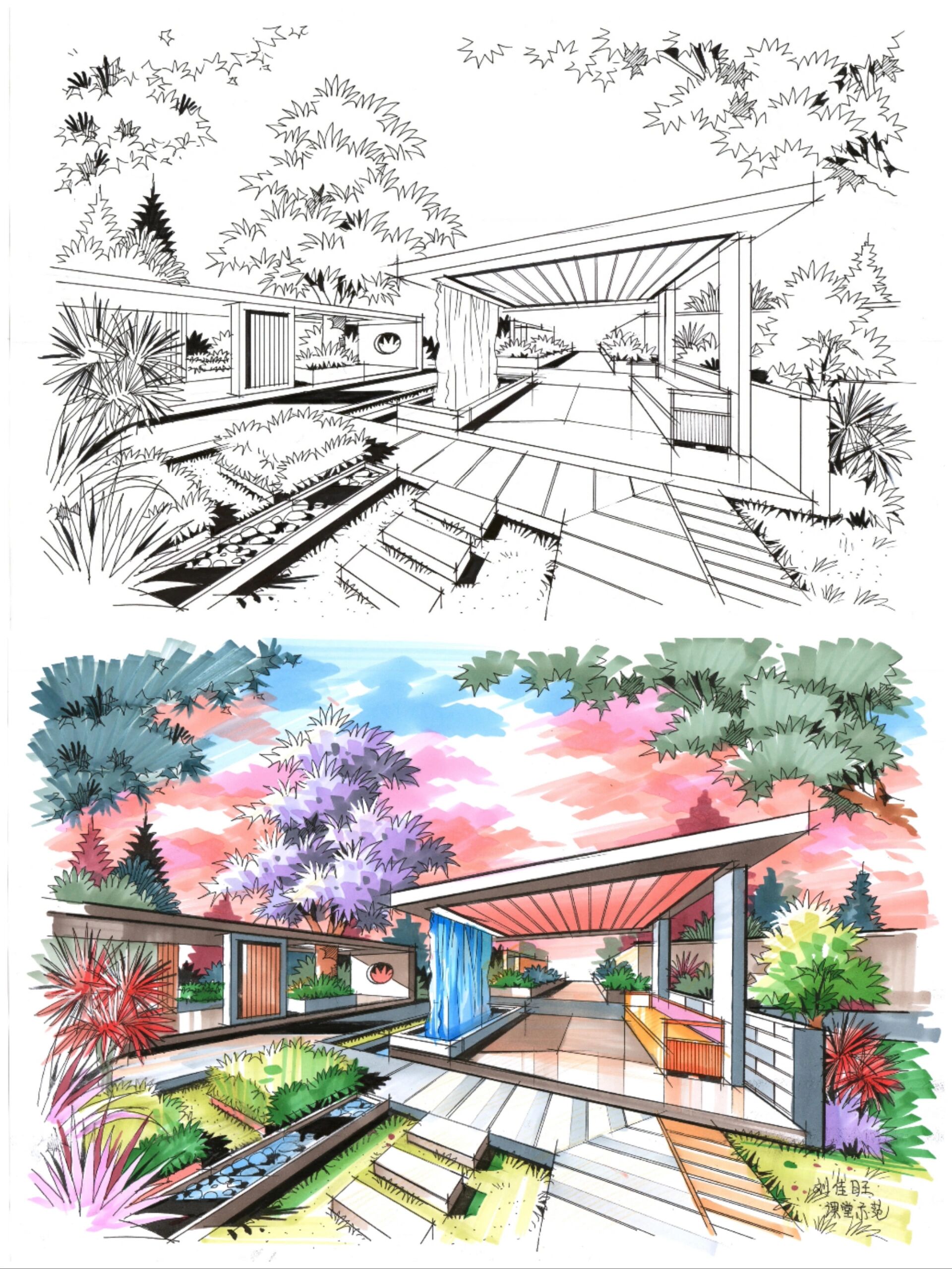 居住区景观效果图 多巴胺  配色