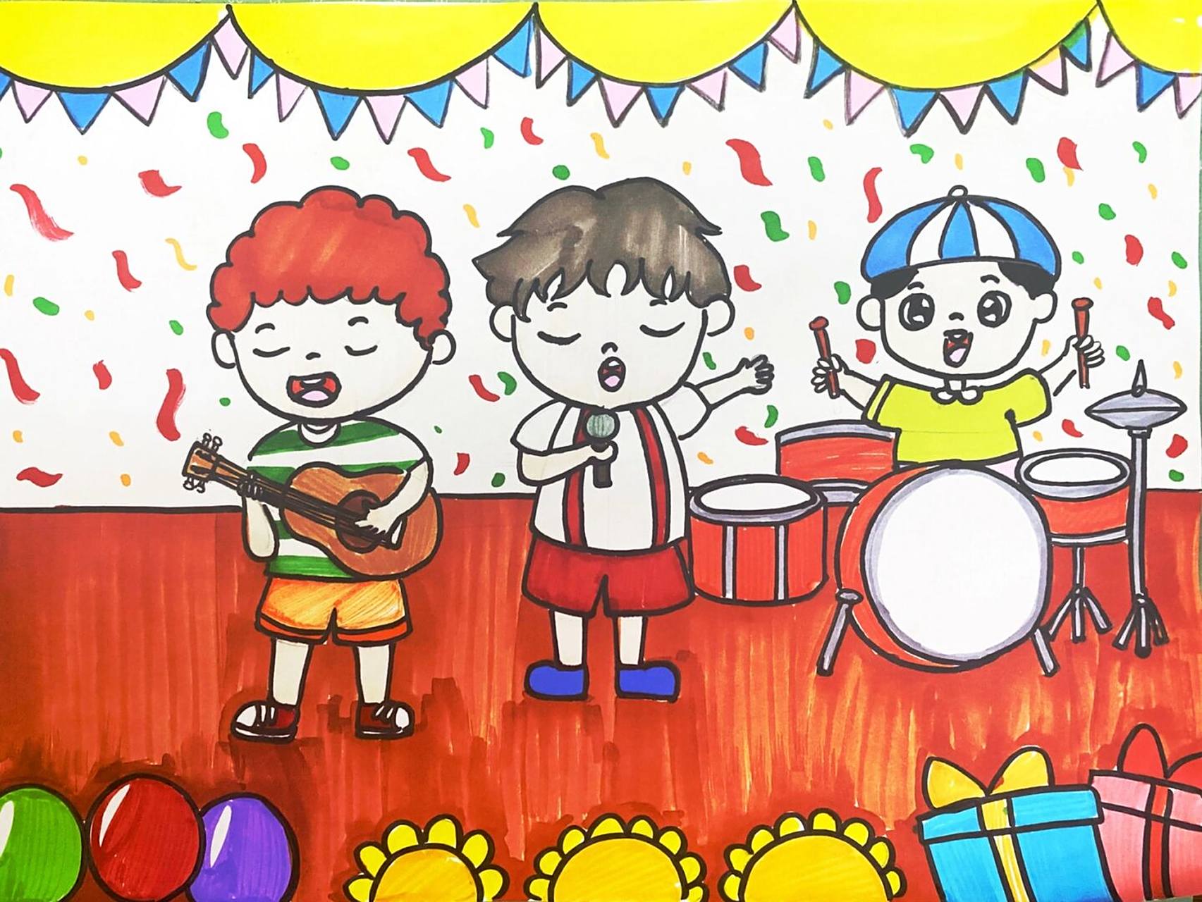 笔# #卡通画# #儿童画# #演唱会儿童画# #演唱会卡通画# #表演儿童画