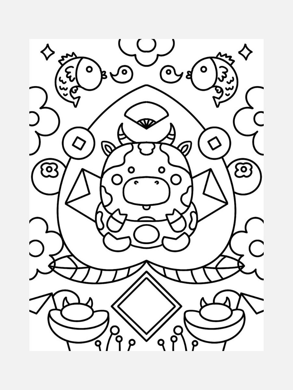 对称轴插画/十二生肖之牛牛/零基础也能画 新的一轮开始啦!