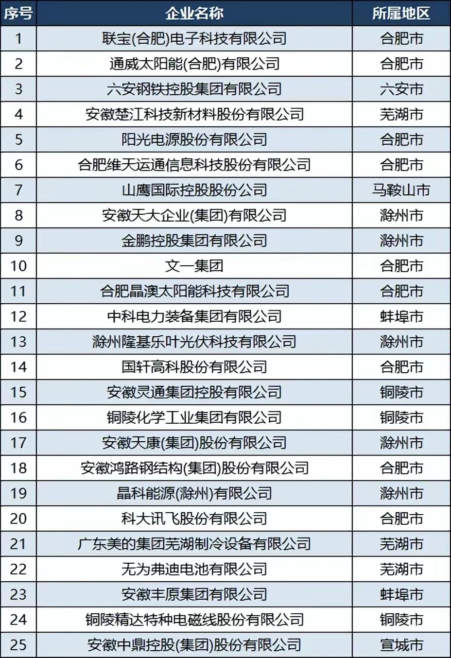 2023安徽民营企业100强,找工作可参考