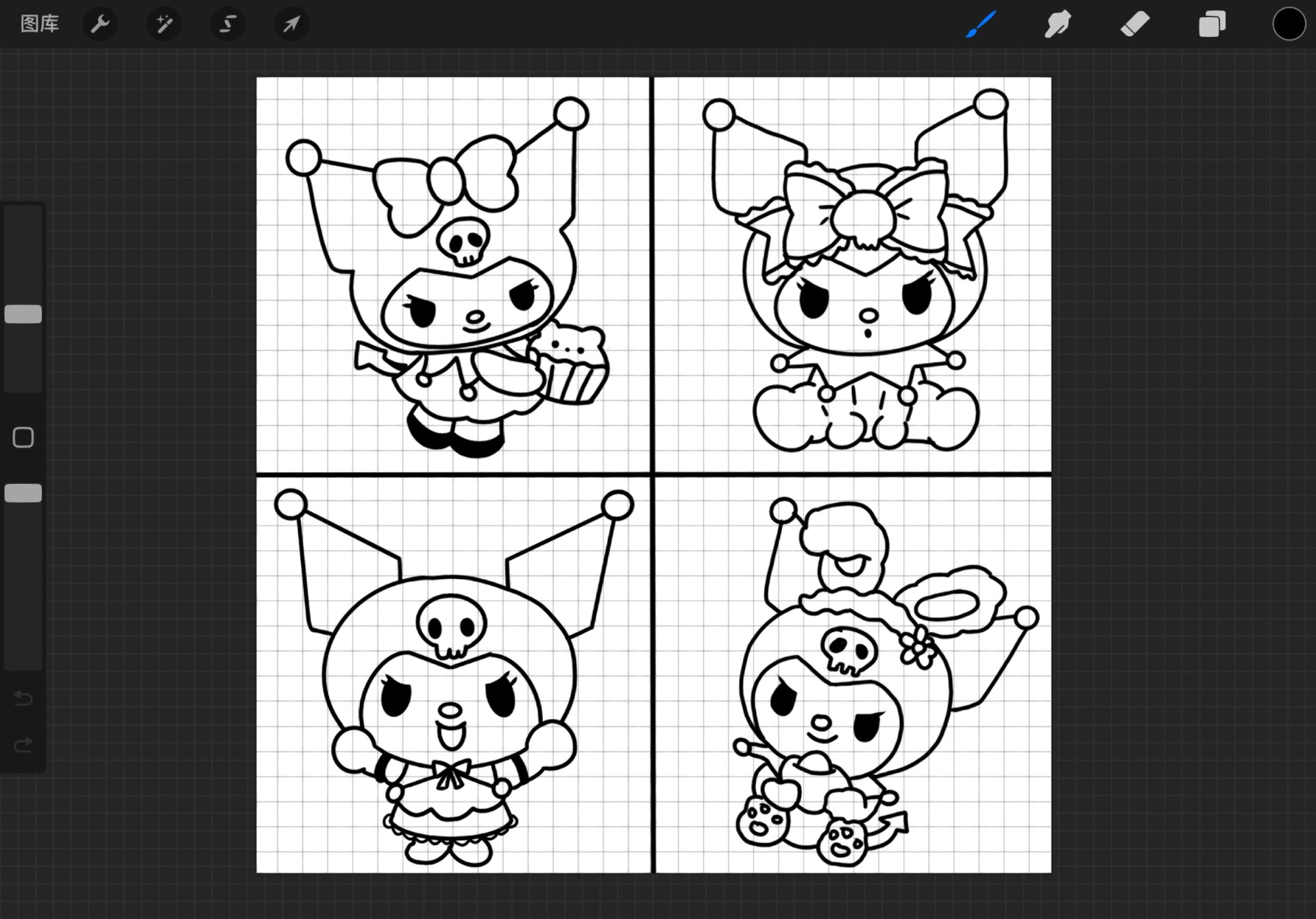 96kuromi库洛米简笔画|(附线稿