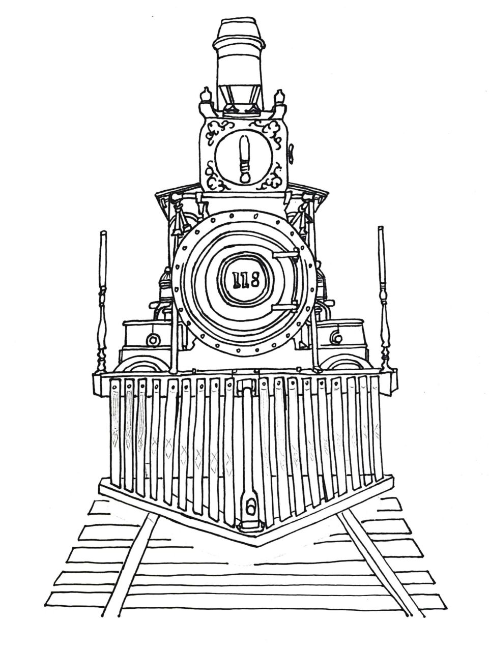 火车头～ 有线稿 今日课程:《火车头》 仔细观察火车头的造型特征