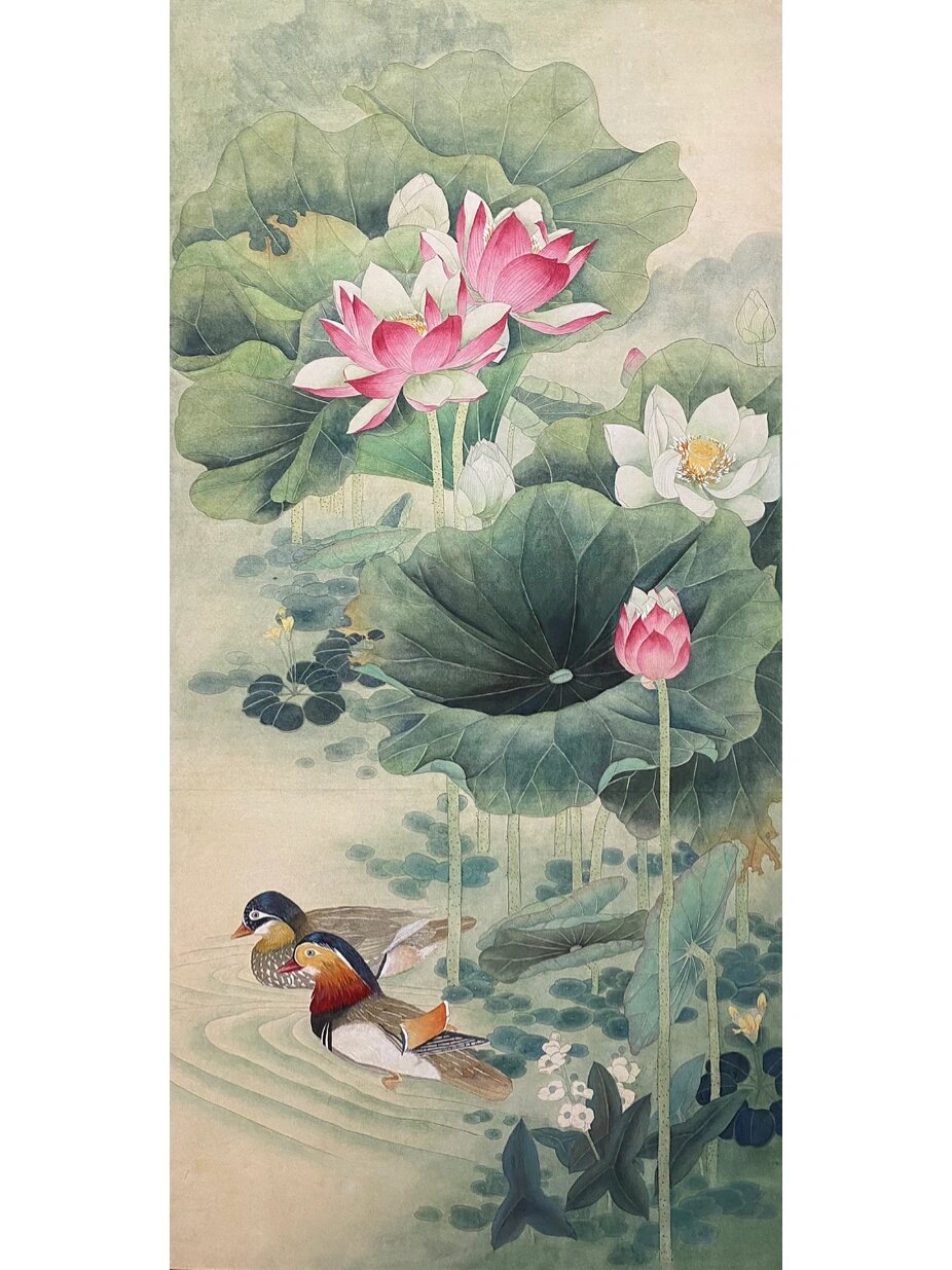 工笔花鸟—荷塘鸳鸯图