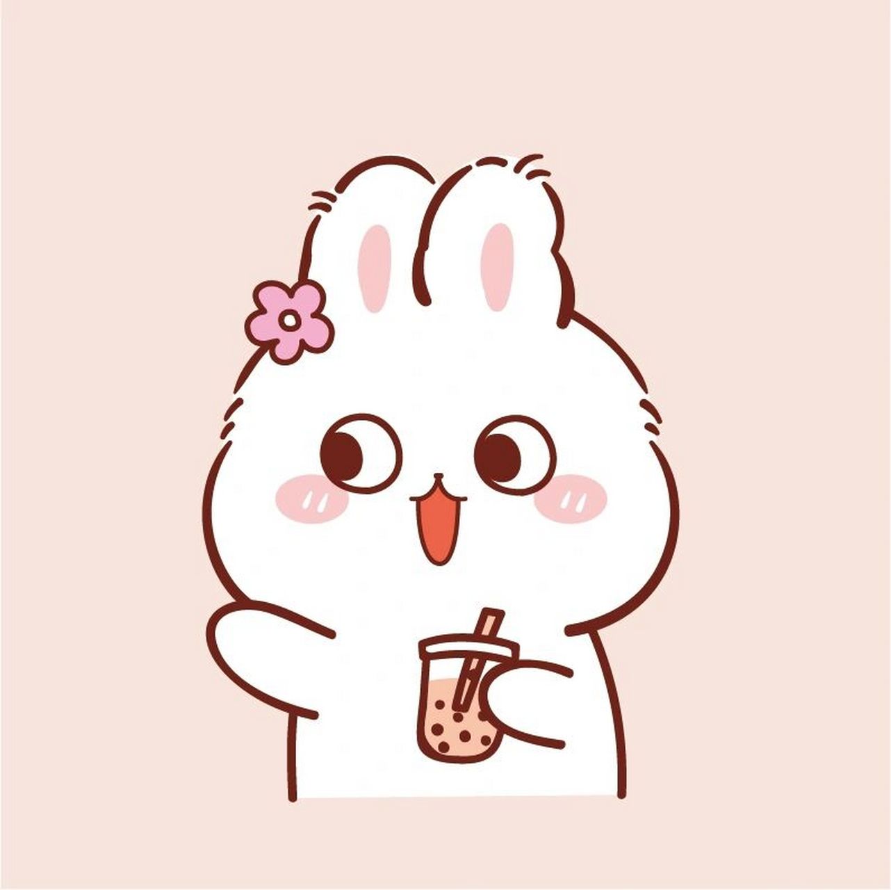 萌小兔ip 兔子爱奶茶插画卡通可爱 分享一组新画的头像给大家 #兔子