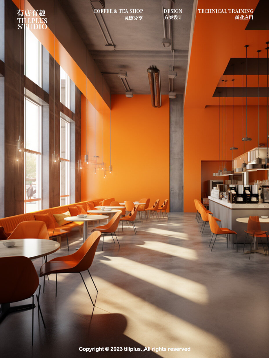 超高级的爱马仕橙工业风格配色|6组装修应用 持续分享配色在餐饮商业